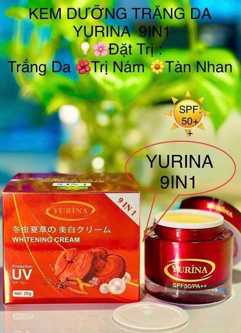 Kem nám dưỡng trắng mịn và giảm thâm nám YURINA Đông Trùng Hạ Thảo - Linh Chi, Ngọc Trai, Collagen 9 In 1