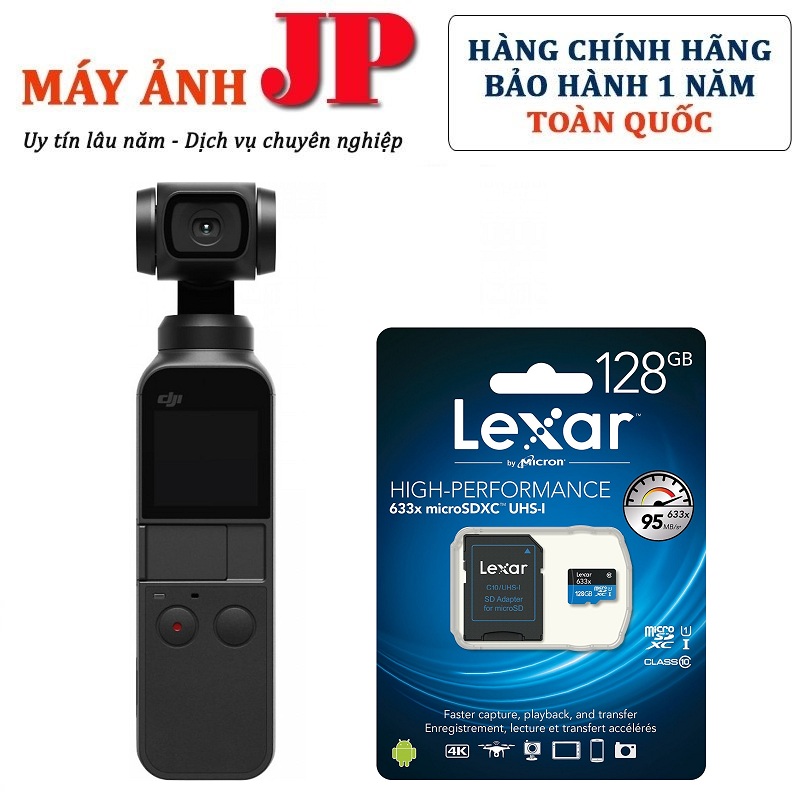 [Trả góp 0%]Máy Quay DJI OSMO Pocket + Thẻ nhớ Lexar 128Gb 4K - Hàng Chính hãng