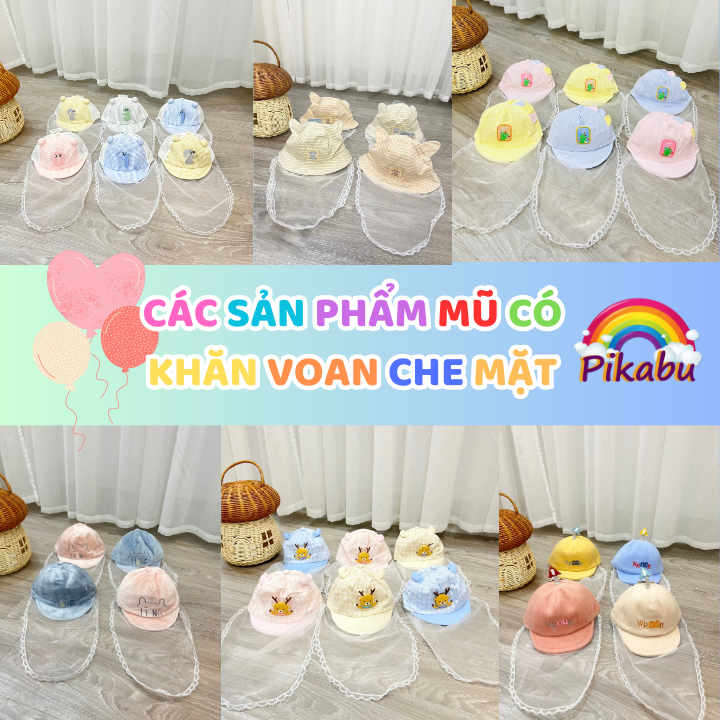 Các sản phẩm mũ cho bé sơ sinh có khăn voan che mặt - Pikabu - PK084
