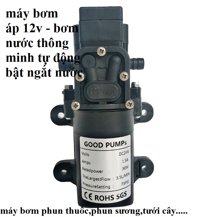 Máy bơm nước mini 12V áp lực cao  áp lực nước 73psi Sử dụng làm bộ phun sương,tưới cây,bơm áp bình nóng lạnh