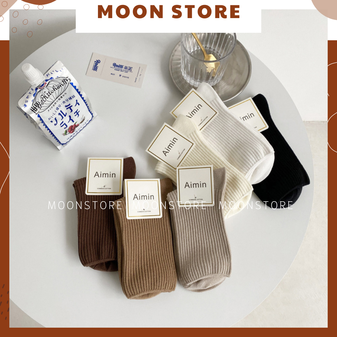 Vớ tất nữ cao cổ gân trơn vintage phong cách hàn quốc t70