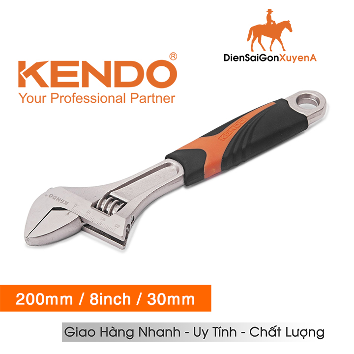Cờ Lê Mỏ lết 8 inch 200mm Mở Miệng 30mm CS TPR KENDO 15102 - Ngô Gia Tools