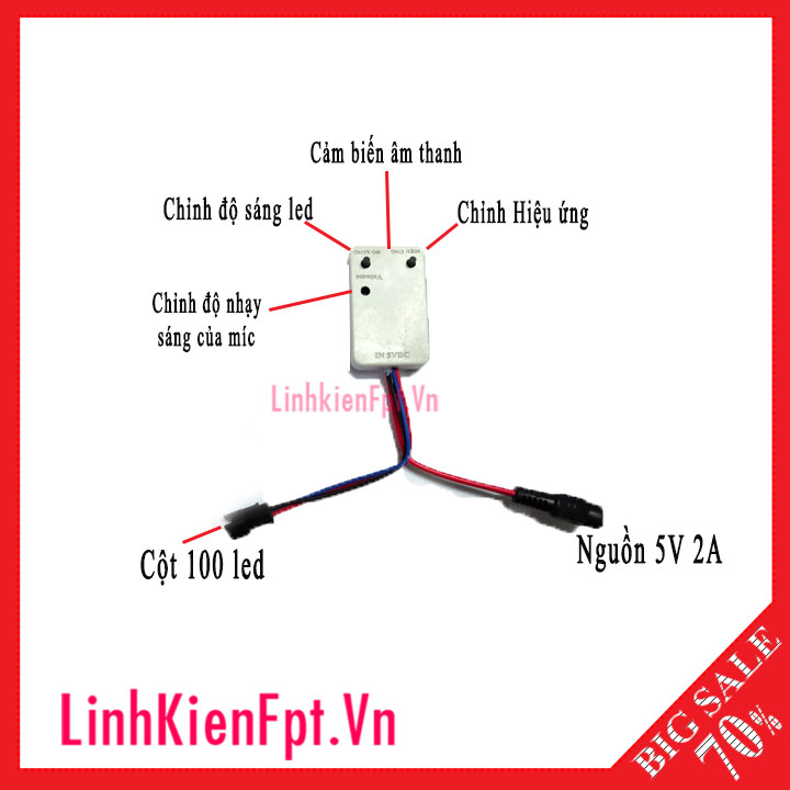 Mạch nháy theo nhạc led 1903 100 led 5vdc