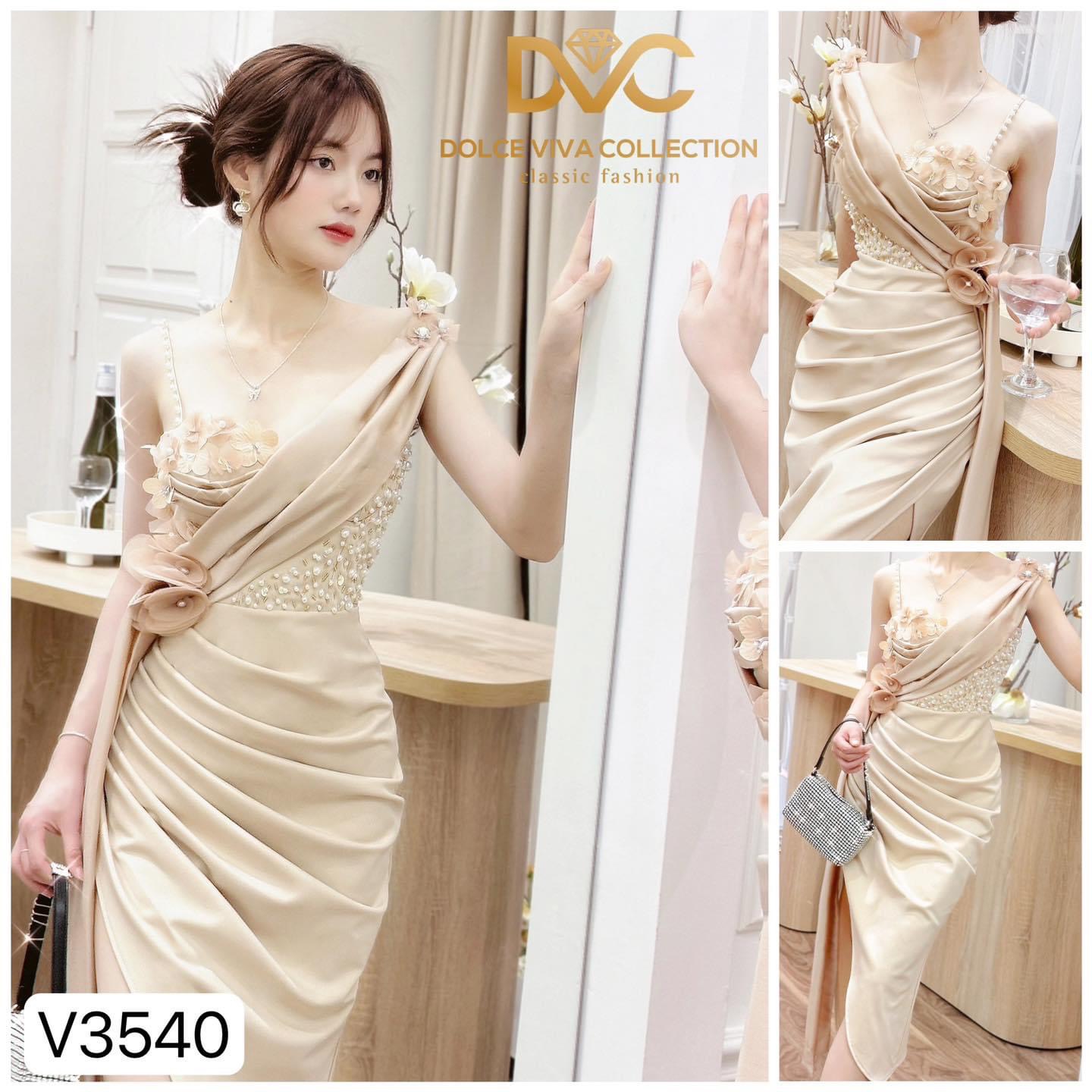 V3540 Váy đầm body 2 dây dự tiệc nữ tính váy body 2 dây sexy đính hoa ngọc