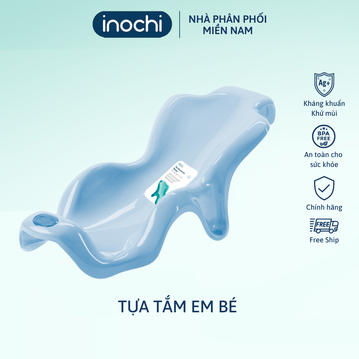 Tựa tắm trẻ em Notoro INOCHI, thiết kế miếng đệm chống trơn trượt