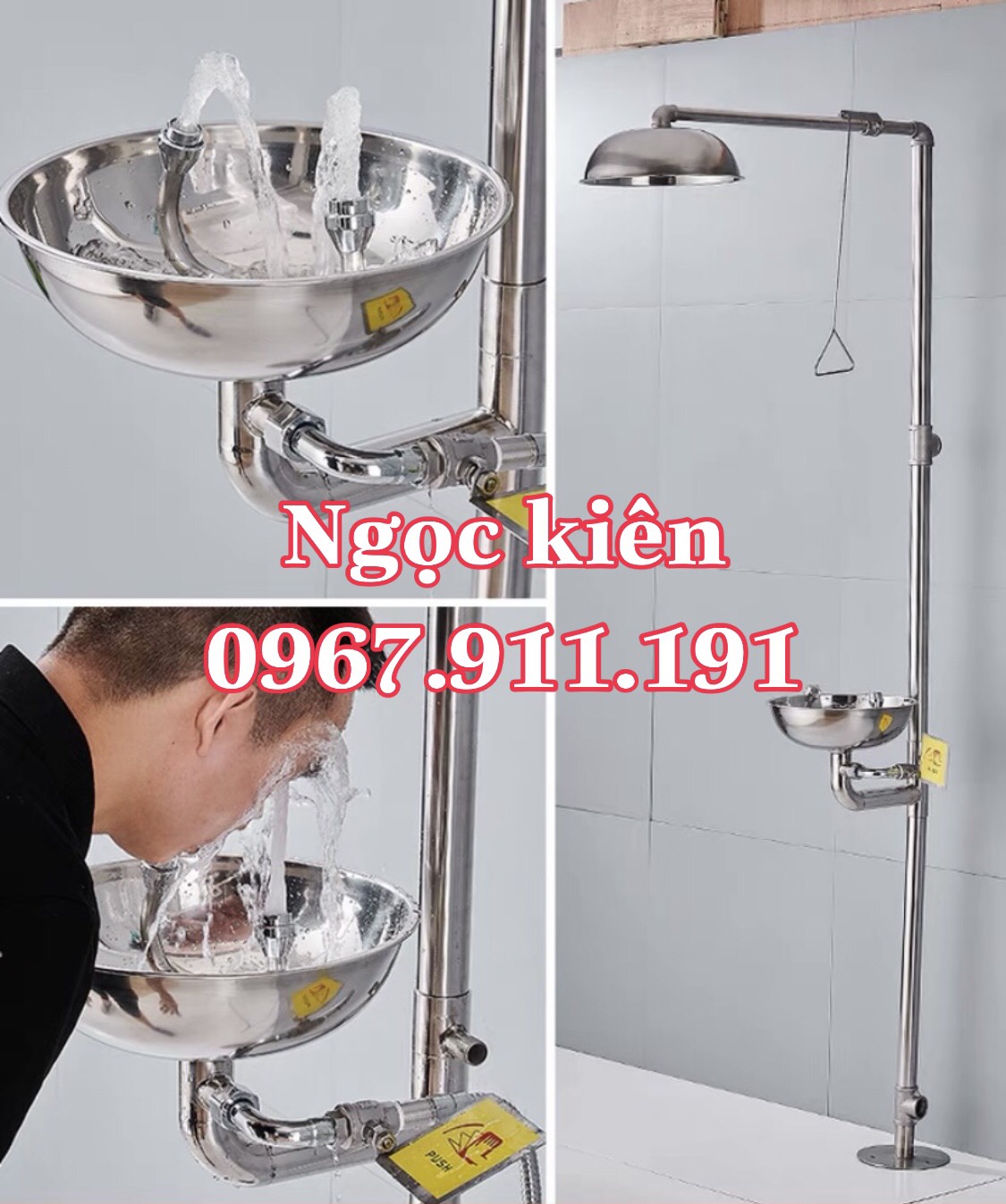 Bộ bồn rửa mắt tắm có vòi sen tay gạt chất lượng,bồn rửa mắt khẩn cấp