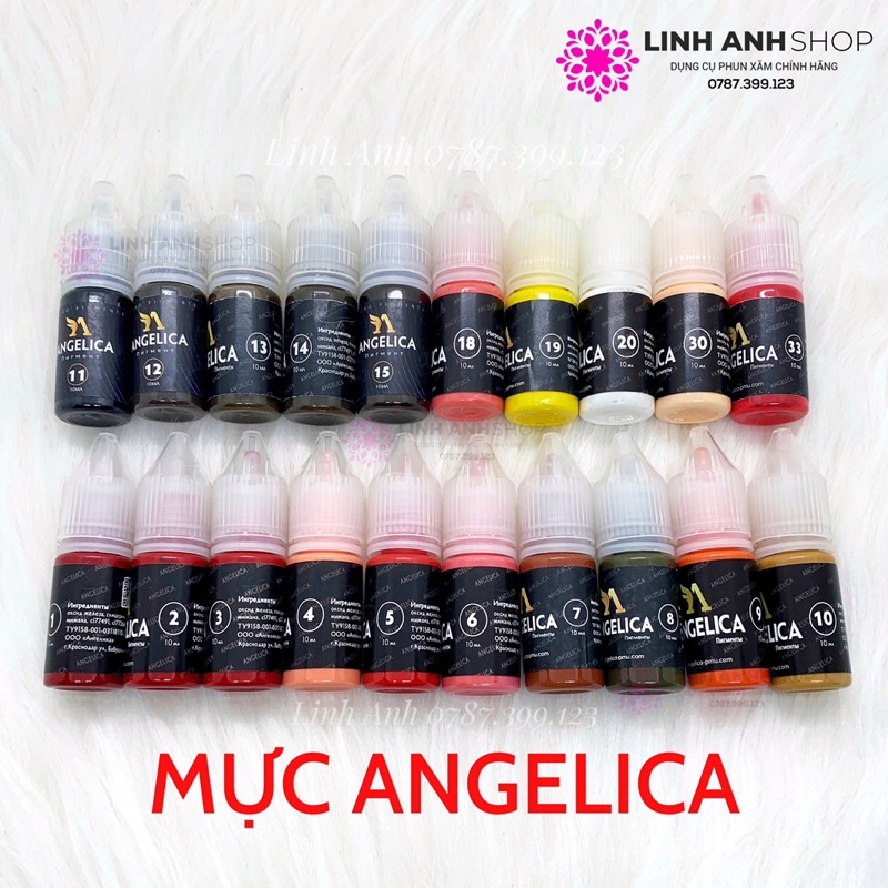 Mực angelica 10ml nga mày môi mí xử lý phun xăm