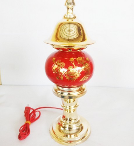 ĐÈN THỜ ĐÀO TRÒN  (đèn + 2 bóng ớt) ( 1 cặp ) - Điện Việt