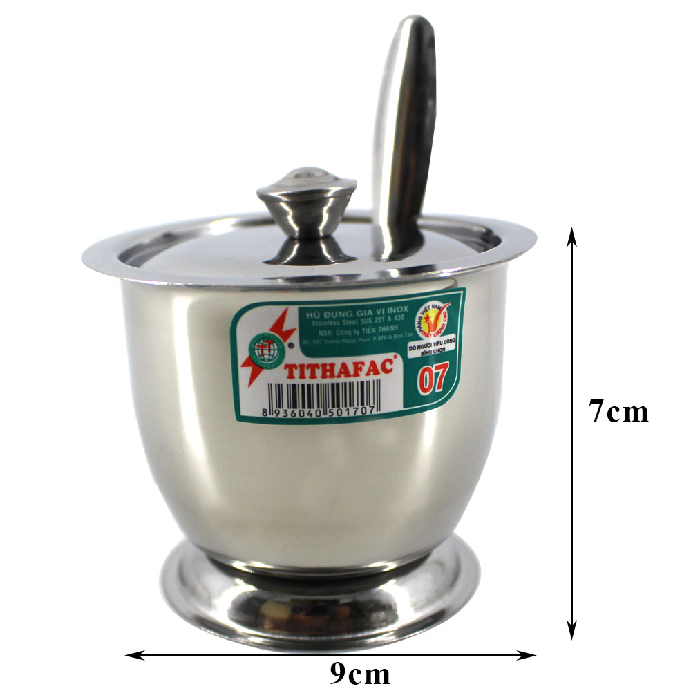 Hủ đựng gia vị inox đựng tiêu,muối,bột ngọt, bột nêm, đường bền đẹp, an toàn Tithafac