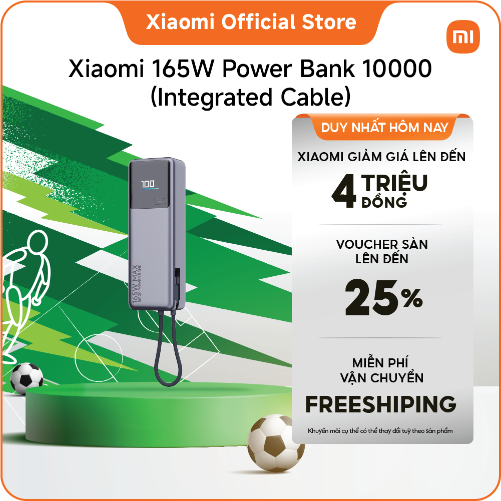 Xiaomi 165W Power Bank 10000mAh (Integrated Cable) ｜Pin cao cấp với dung lượng khủng｜Nhiều biện pháp bảo đảm an toàn