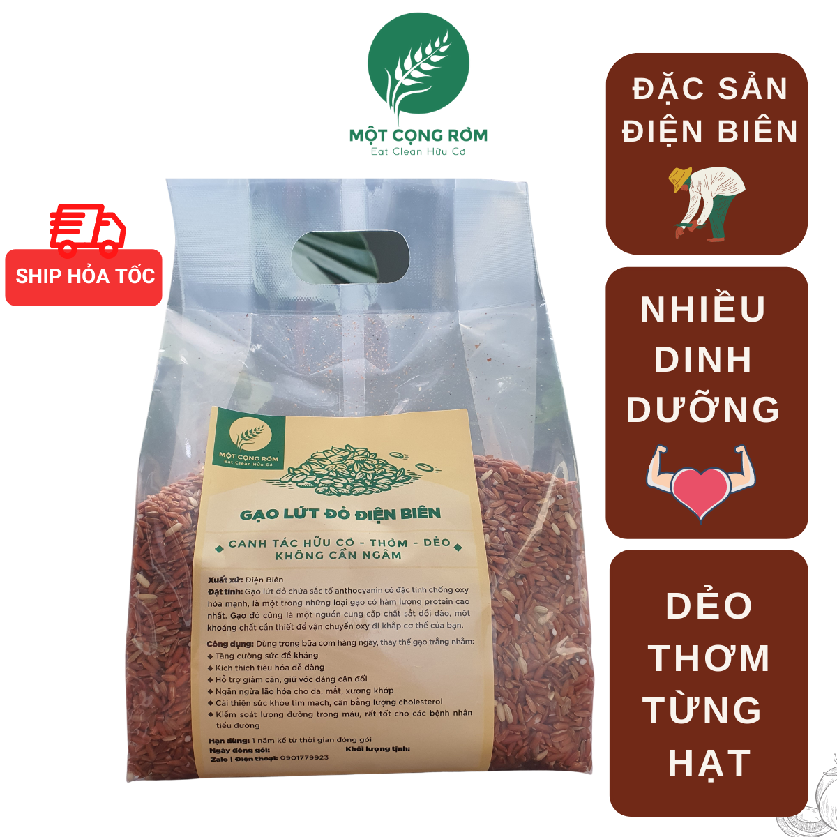 Gạo Lứt Đỏ Điện Biên gạo lứt dẻo thực dưỡng | Một Cọng Rơm