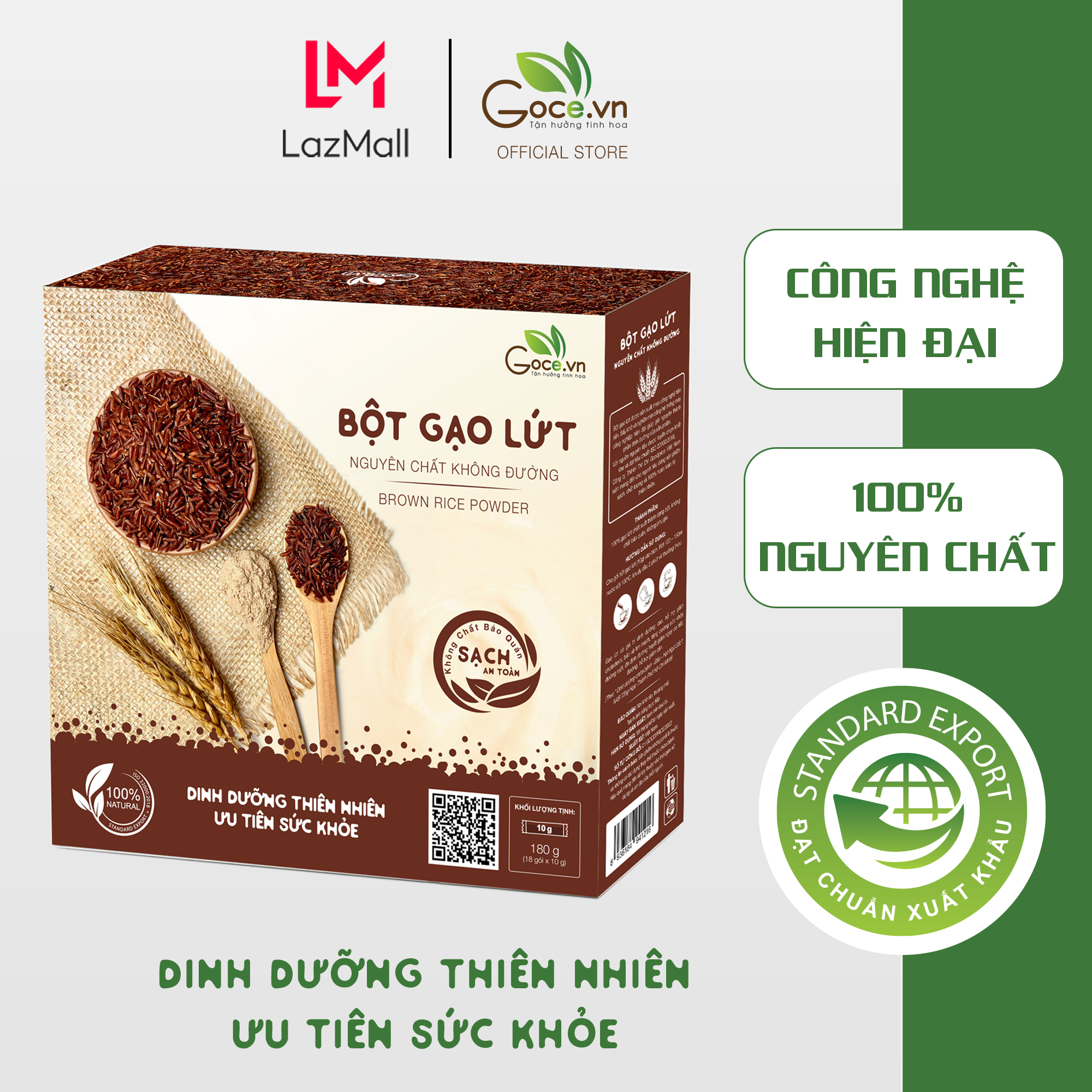 Bột gạo lứt nguyên chất Goce - 180g (18 gói x 10g)