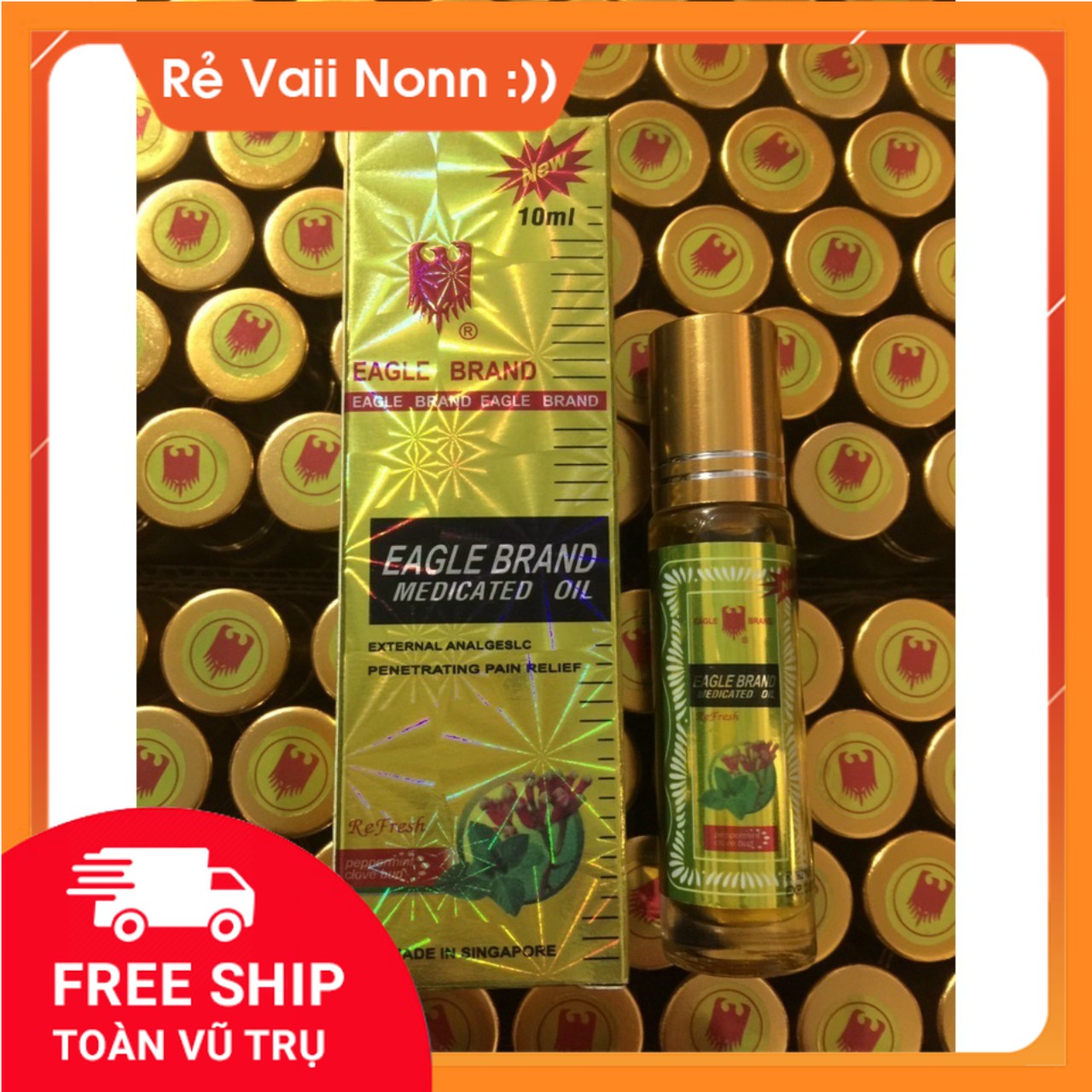 Dầu gió con ó vàng eagle brand medicated oil 10ml dạng lăn hương bạc hà đinh hương
