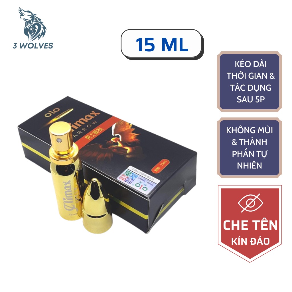 Chai xịt OLO Climax Arrow chống xuất tinh sớm, tăng hưng phấn - Chai 15ml