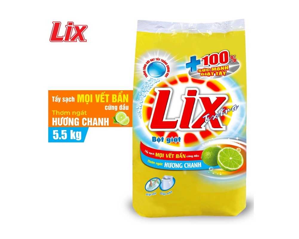 BỘT GIẶT LIX EXTRA HƯƠNG CHANH 5.5KG