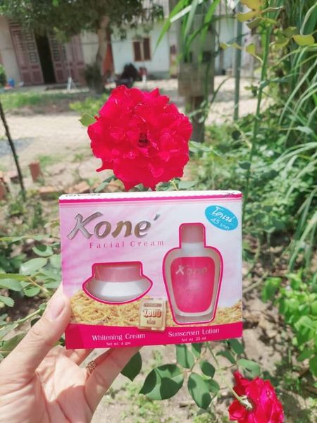 Set kem và nước hoa hồng kem dưỡng da kone thái lan