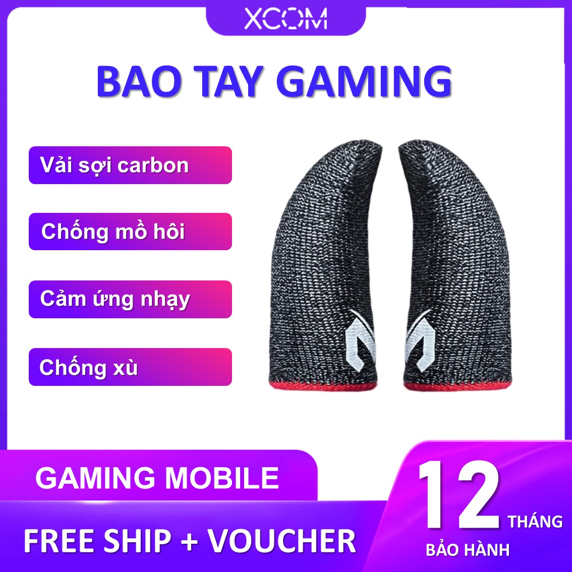 Găng Tay Chơi Game Cacbon XCOM BT1 Bao Tay Hỗ Trợ Chơi Game Cacbon Giúp Thủ Chơi Game Mượt Mà Chống Mồ Hôi Tay Dễ Dàng Chiến Cân Mọi Thể Loại Game Như Tốc Chiến Liên Quân PUBG FF Trên Điện Thoại Ipad Iphone Samsung Xiaomi Oppo Realme