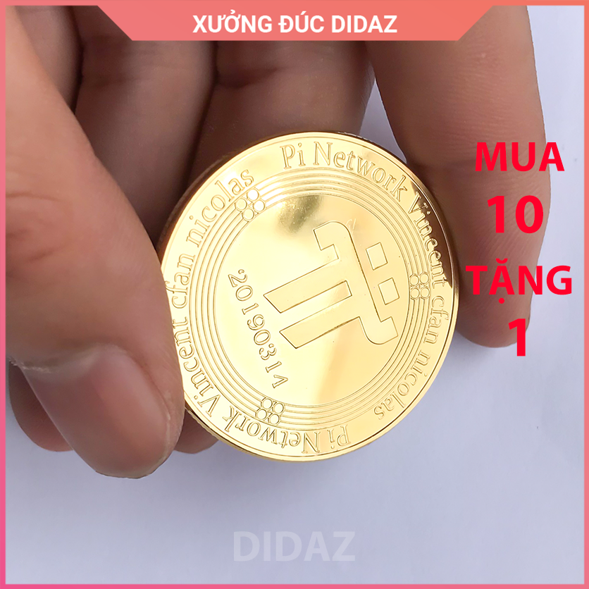 Đồng Xu Pi Network, Bitcoin mạ vàng, bạc 24k đồ lưu niệm, trang trí, sưu tầm, quà tặng hội nhóm PI01