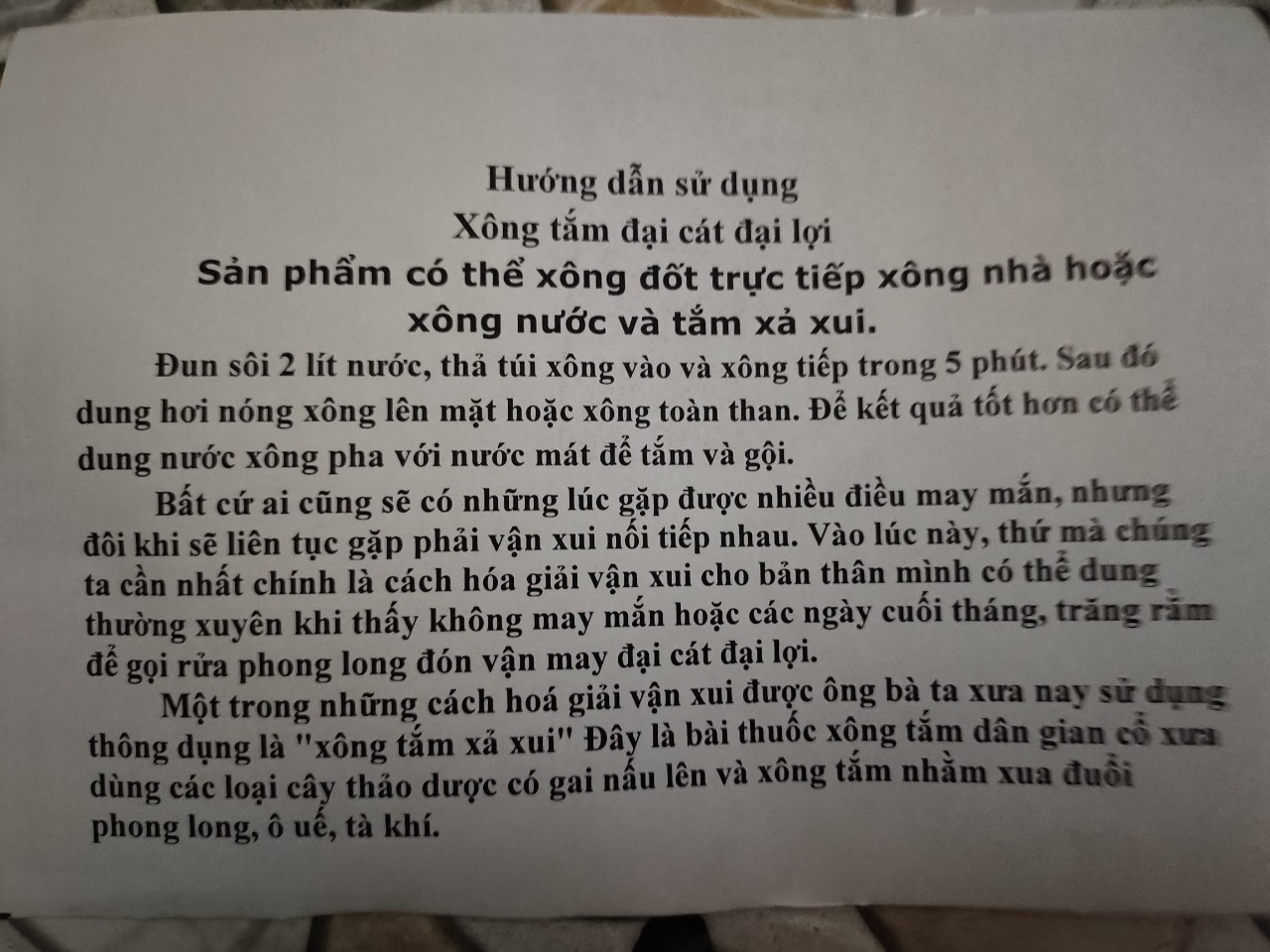 xông tắm xả xui đại xát đại lợi