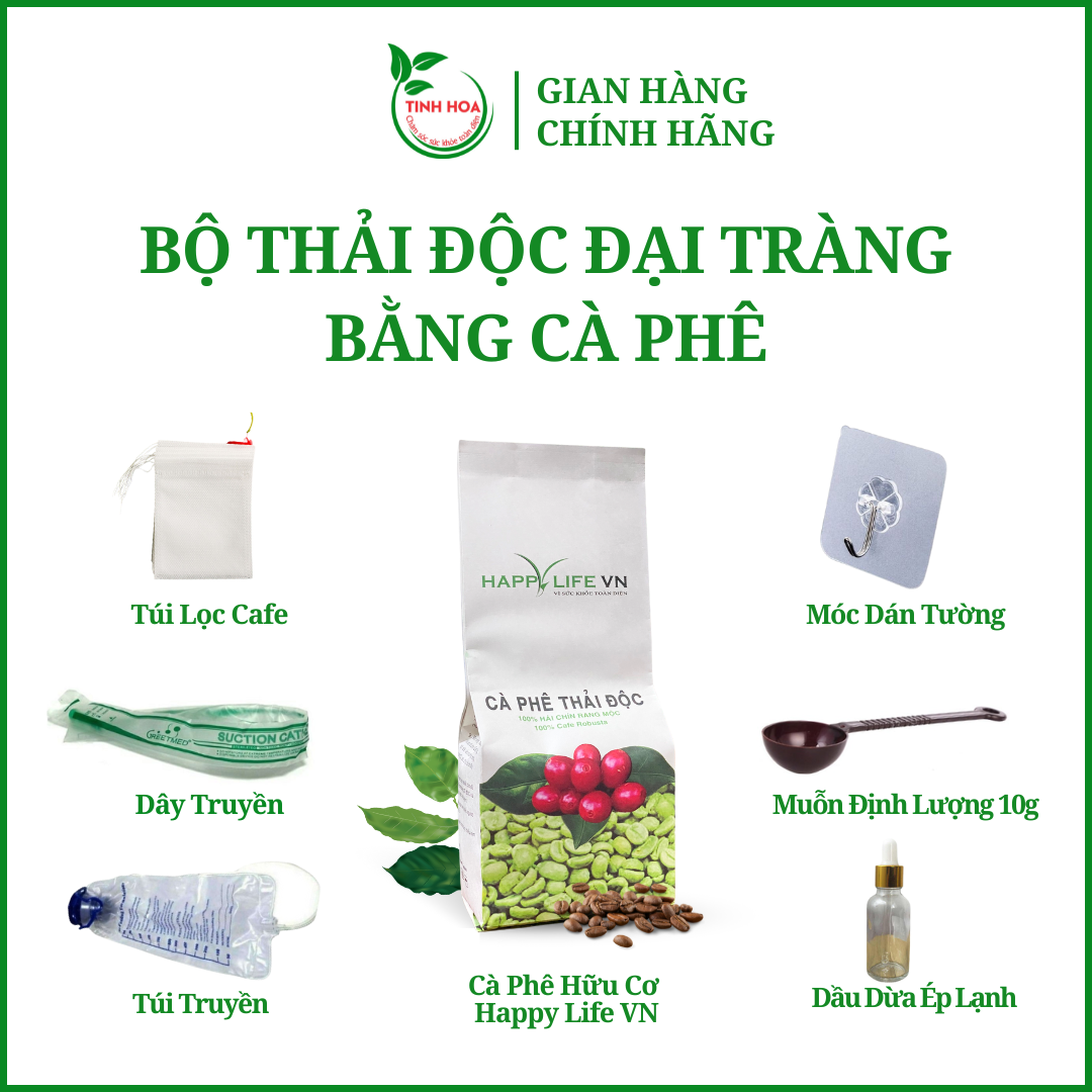 Cà phê hữu cơ thải độc đại tràng TINHHOACARE thải độc đại tràng bằng cà phê giúp đại tràng khoẻ ngừa táo bón gan khoẻ đẹp da giảm cân
