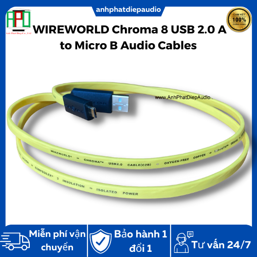 Dây usb wireworld chroma 8 usb 2.0 a to micro b audio cables 1m