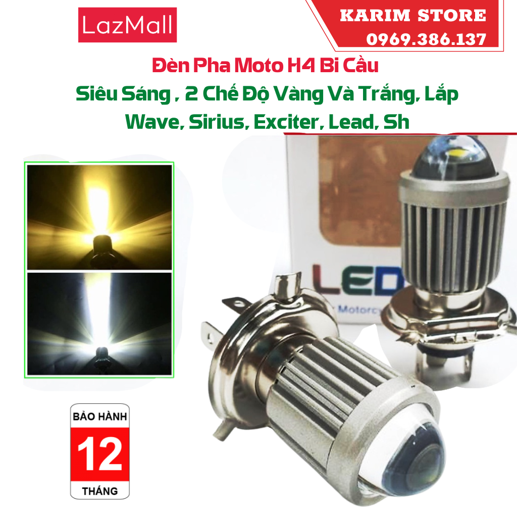 Đèn trợ sáng xe máy, đèn led chân h4, bóng led xe máy siêu sáng, đèn xe máy siêu sáng wave, đèn pha led 3 chân h4 rtd siêu sáng /đèn pha moto h4 bi cầu siêu sáng, lắp các loại xe - bảo hành uy tín