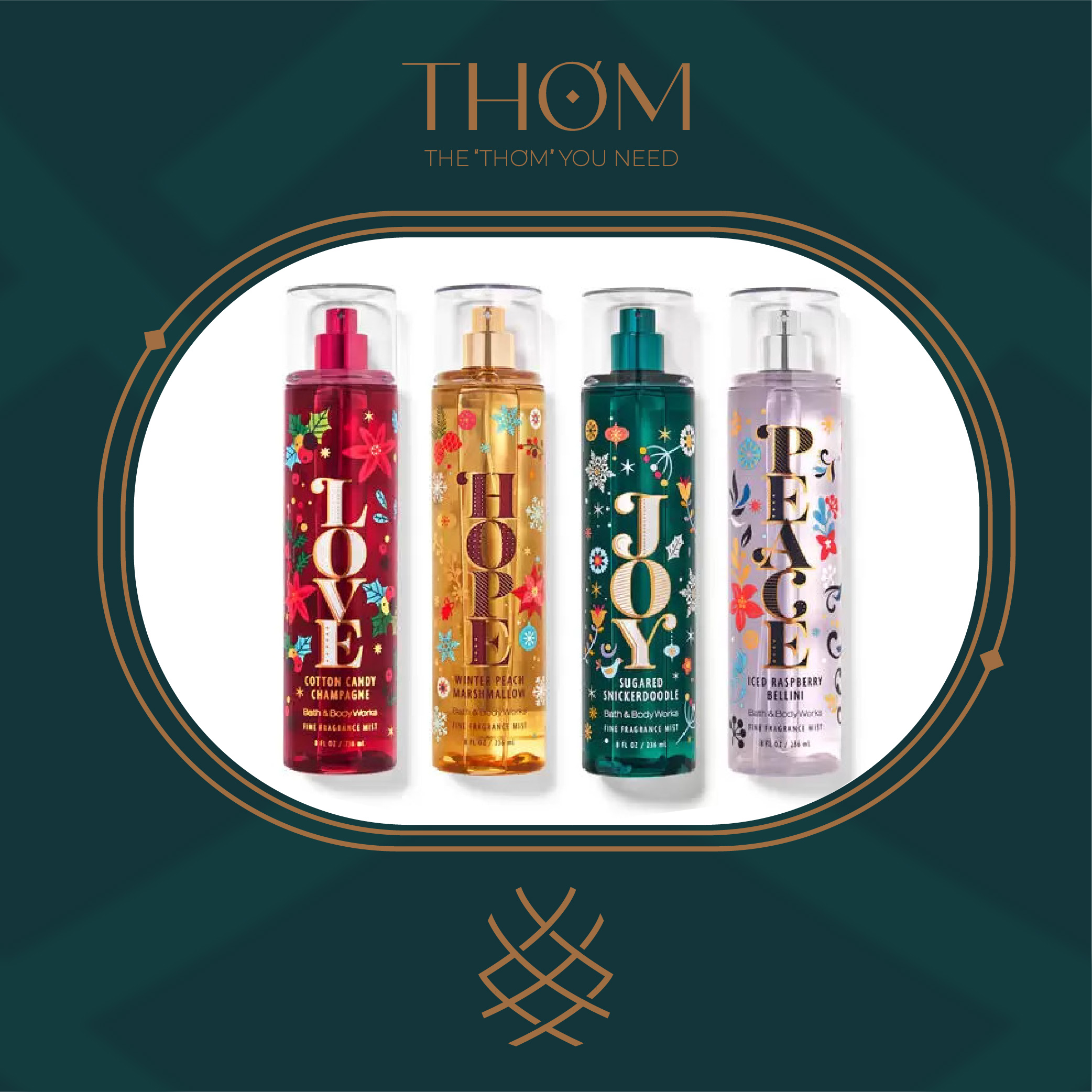 Xịt Thơm Toàn Thân Bath & Body Works COTTON CANDY C H A M P A G N E | ICED RASPBERRY BELLINI | SUGARED SNICKERDOODLE | WINTER PEACH MARSH