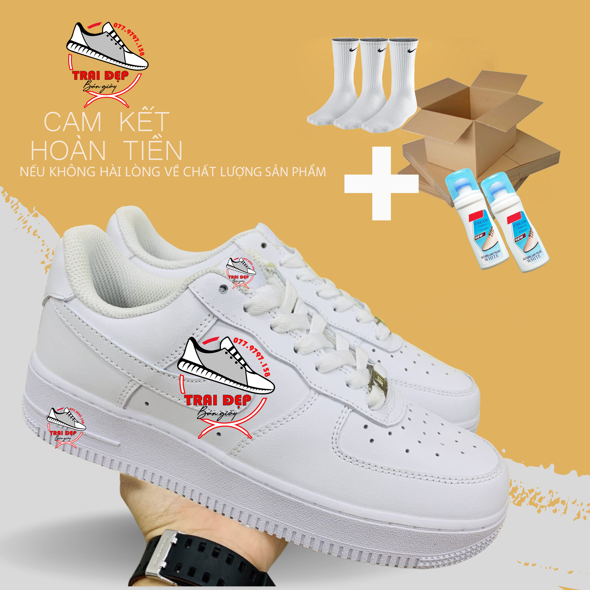 ̣̣̣ giày a.f.1 full white, af1 trắng quốc full phụ kiện