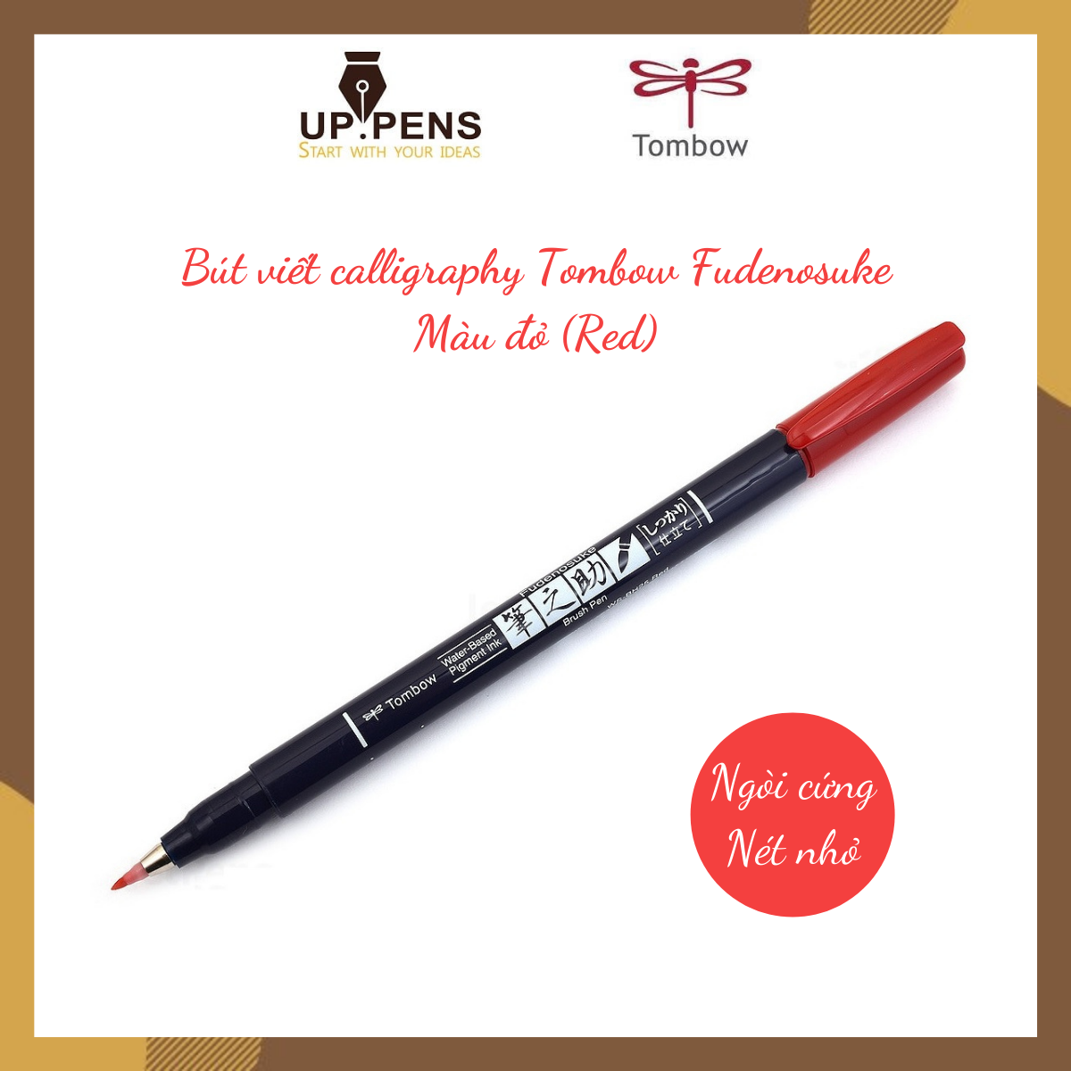 Bút lông đầu cọ viết calligraphy Tombow Fudenosuke – Màu đỏ