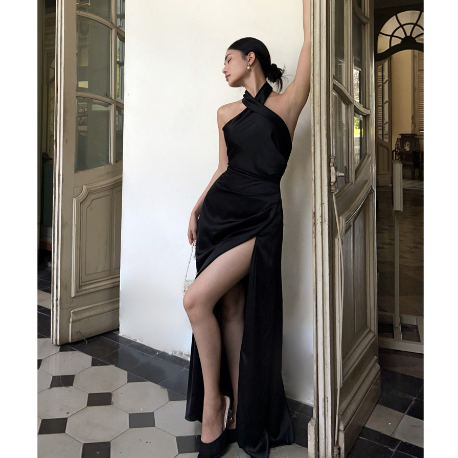 Váy lụa kylie dress - đầm dự tiệc - xẻ tà - thời trang thiết kế cao cấp