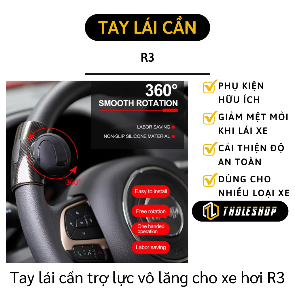 Trợ lực tay lái vô lăng - Cần trợ lực R3 gắn vào xe hơi - Tay cầm trợ lực cho ô tô - Núm trợ lực, giảm lực tay