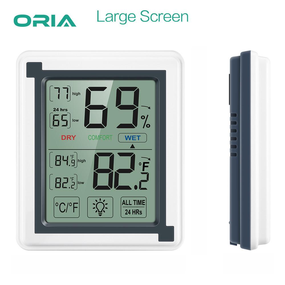 ORIA Nhiệt ẩm kế kỹ thuật số màn hình LCD màn hình cảm ứng chạm thích hợp cho phòng ốc - INTL