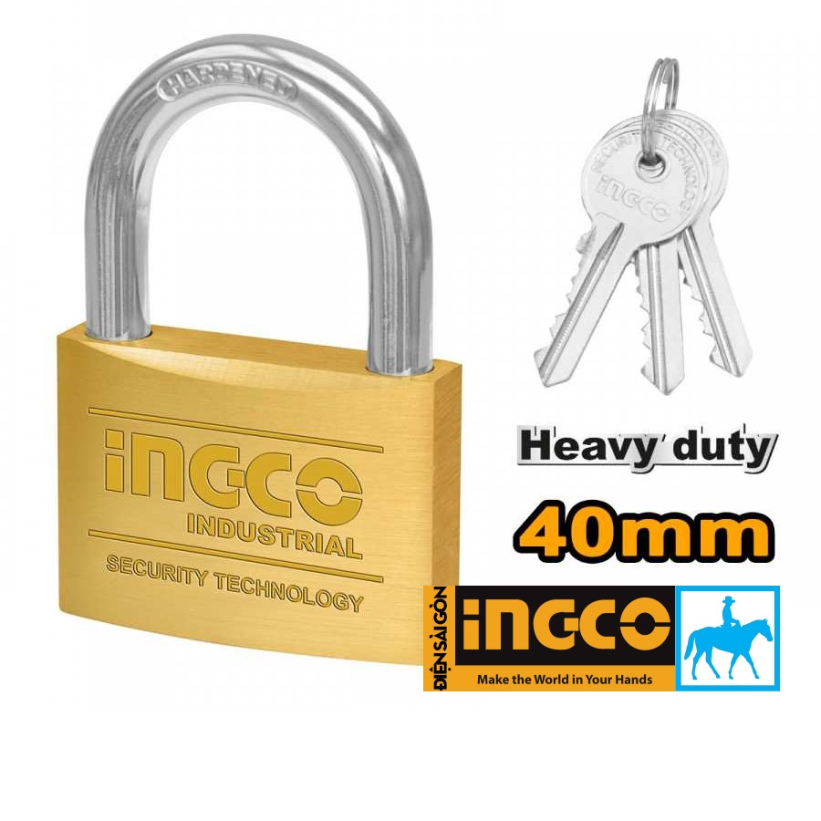 Ổ khóa khóa vali cửa tủ 40mm 142g brass padlock ingco dbpl0402