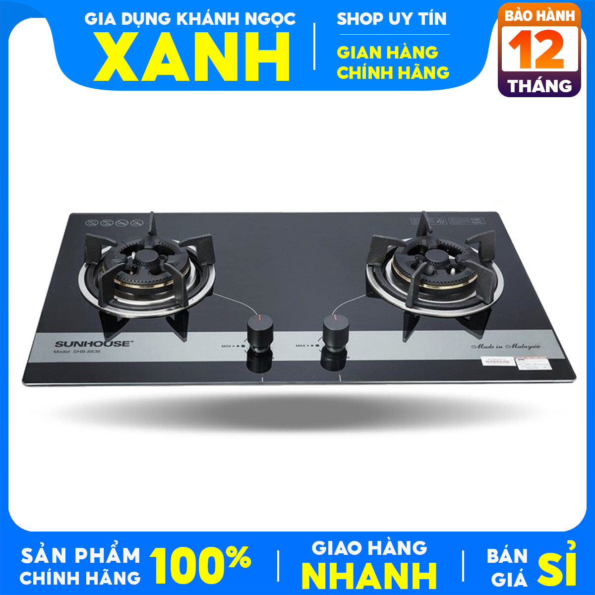 Shb8836 brand new arrival 98% authentic Sunhouse gas cooker + free gas strip goat collar ignition IC induction shutdown-24 months warranty