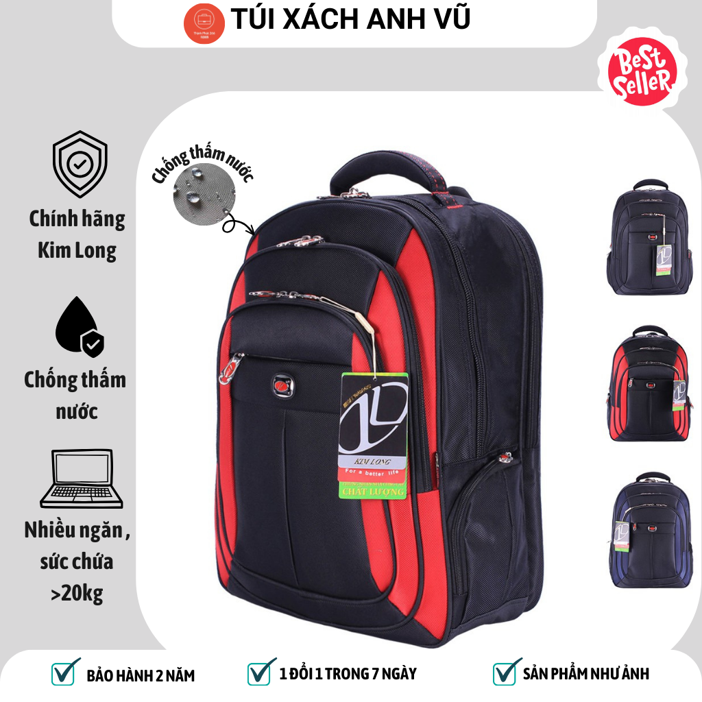 Balo Du Lịch Cỡ Lớn , Balo đi phượt chính hãng Kim Long KL025, Chống thấm nước, Nhiều ngăn - Ngăn đựng laptop 16 inch