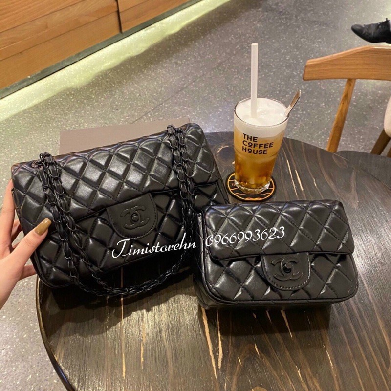 Túi xách nữ classic full xích đen trần trám đeo chéo đeo vai