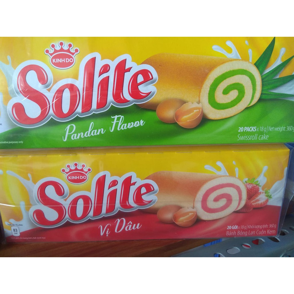 Bánh Bông Lan Solite Cuộn 360g (20 bánh) hương vị tự nhiên, thơm ngon, giàu dinh dưỡng