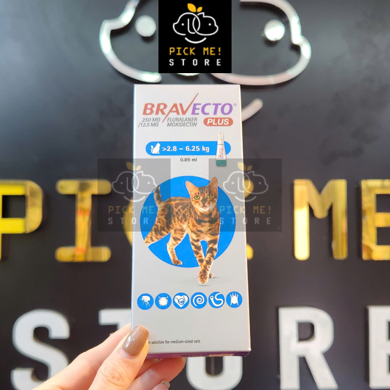  Nhỏ gáy BRAVECTO PLUS Xổ Giun Phòng và Trị Ve Rận Bọ Chét Nội Ngoại Kí Sinh cho Mèo 