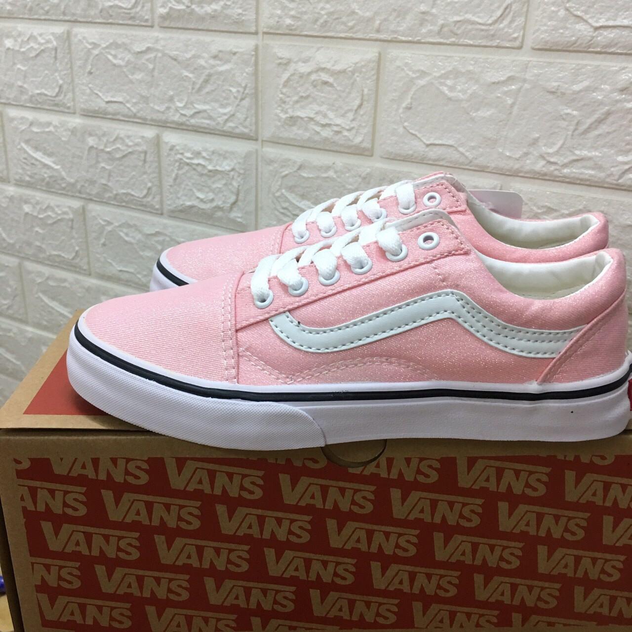 Giày vanz_old skool hồng óng ánh