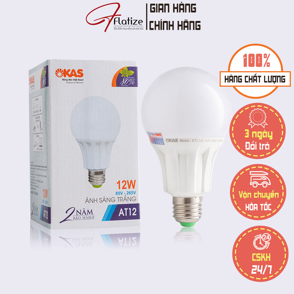 Bóng đèn Led ánh sáng trắng, bóng đèn đui xoáy cao cấp Okas
