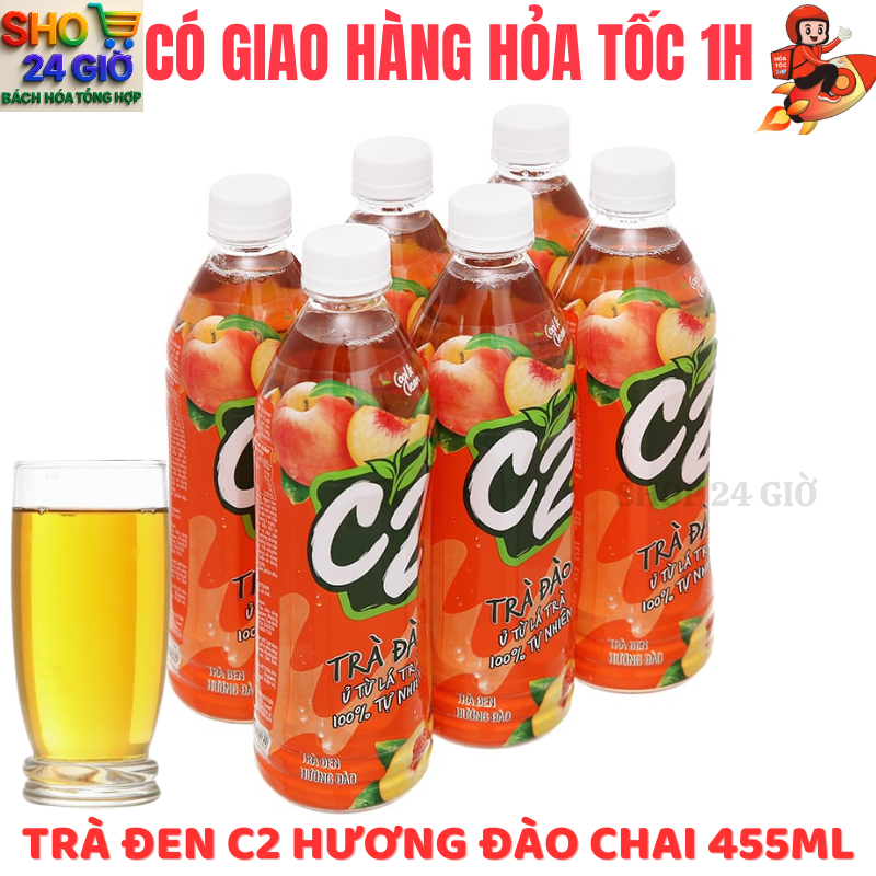 Trà Đen C2 Vị Đào 1 Lốc 6 Chai 455 Ml