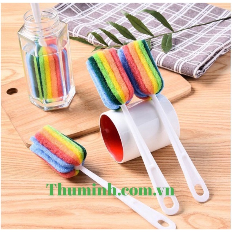 Cọ rửa ly cốc chén bình sữa mút tạo bọt 7 màu