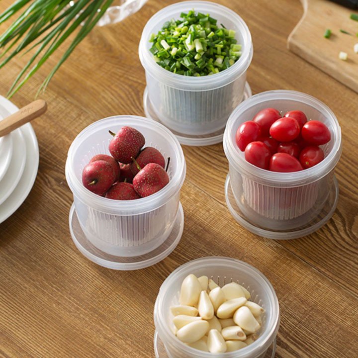 Hộp  Rổ  Đựng  Hành Lá , Gừng Tỏi 2 Lớp Ráo Nước THông Minh Tiện ích