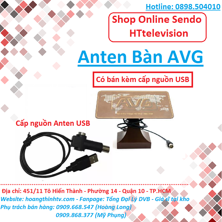 Combo Anten Để Bàn Trong Nhà An Viên + cấp nguồn USB