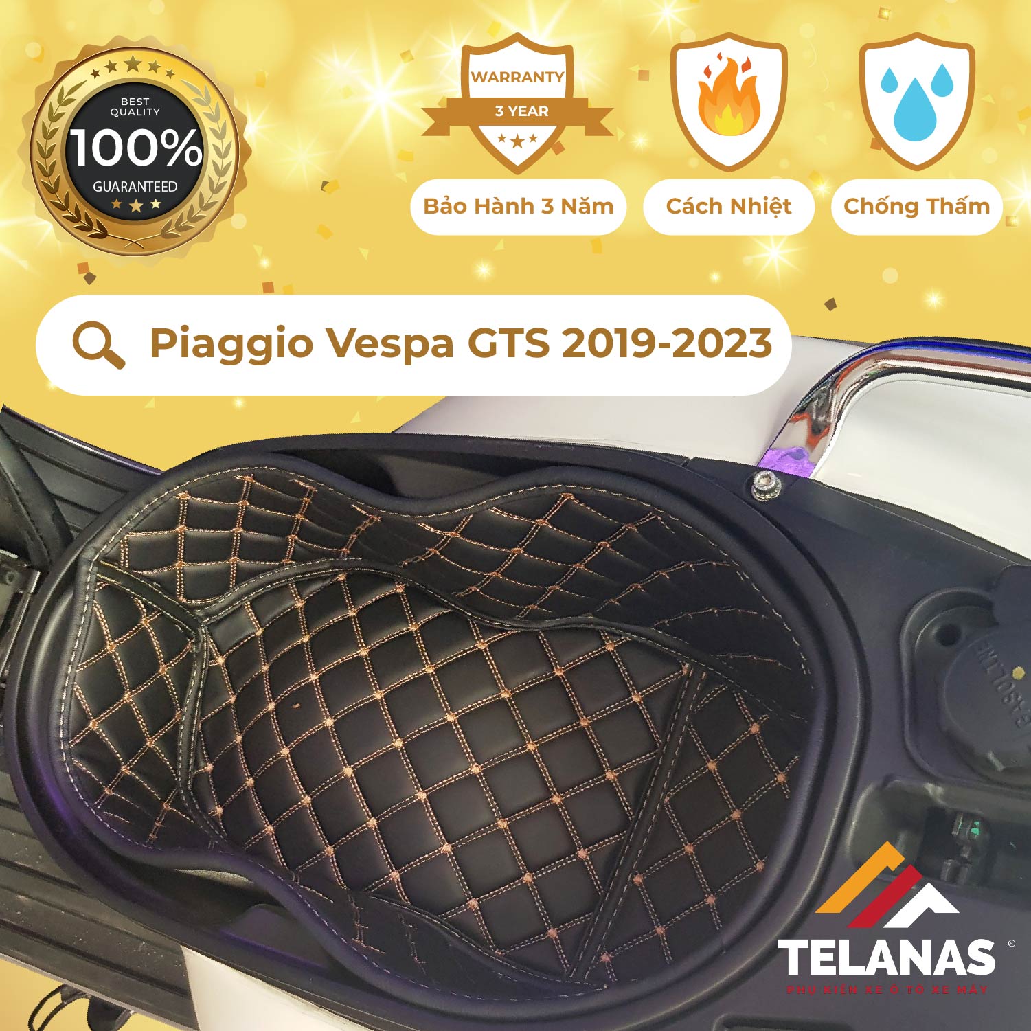 Lót cốp cách nhiệt, đệm lót cốp xe máy telanas - vespa gts-giá xưởng-bảo hành 3 năm chống sốc, chống thấm nước, tránh trầy xước