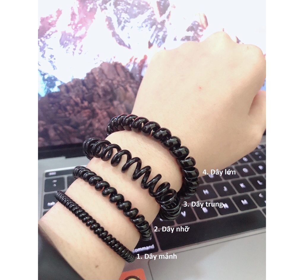 Set 5 dây cột tóc buộc tóc lò xo đen nhiều kích cỡ