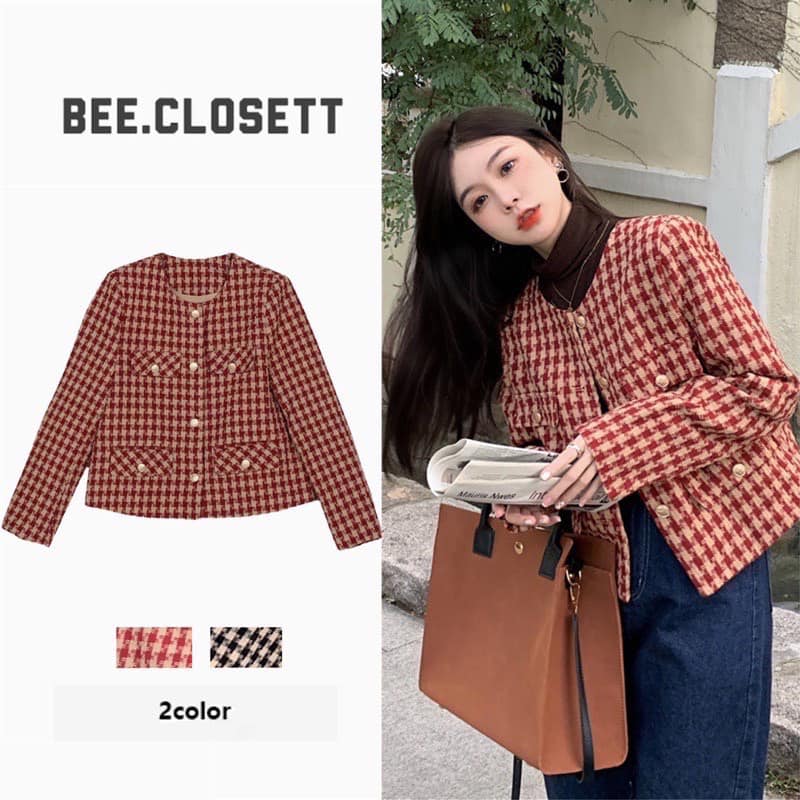 Áo dạ tweed nữ cúc đồng phối túi nắp đệm vai 2 lớp siêu xinh freesize <55kg