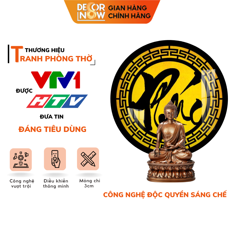 Đèn Hào Quang Phật In Tranh Trúc Chỉ CNC DECORNOW 30,40 cm
