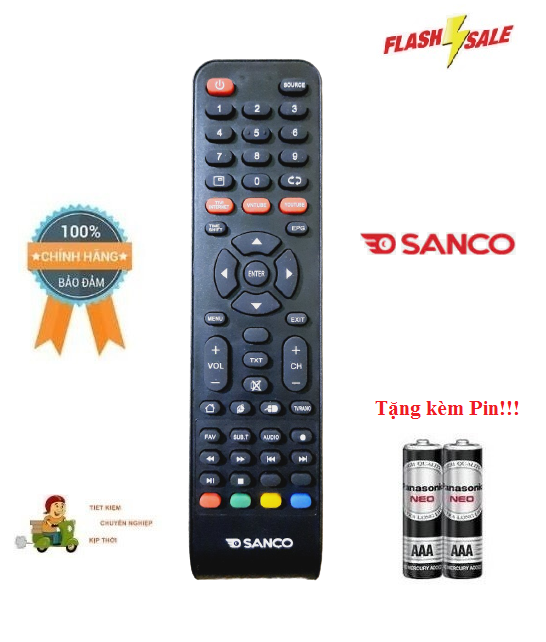 Remote điều khiển tivi sanco led/lcd/smart tv- hàng chính hãng theo tv 100% tặng kèm pin