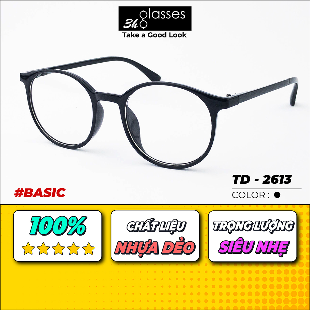 Gọng kính cận, kính thời trang nam nữ, dáng gọng OVAL, chất liệu NHỰA DẺO độ bền cao, bản lề TITANIUM, phù hợp nhiều dáng mặt. [TD - 2613]